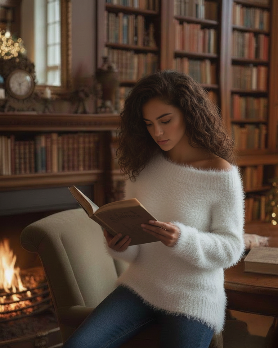 The Willa One Shoulder Fuzzy Sweater
