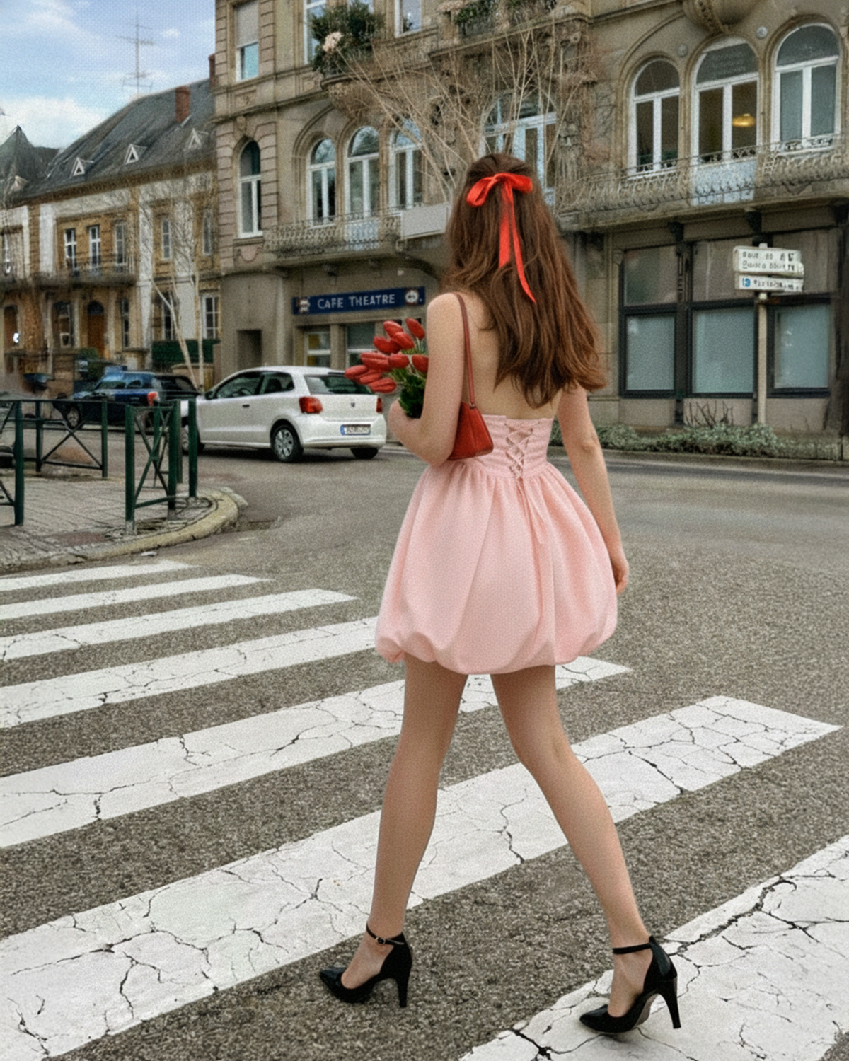 The Rosie Halter Neck Tie Back Bow Mini Dress