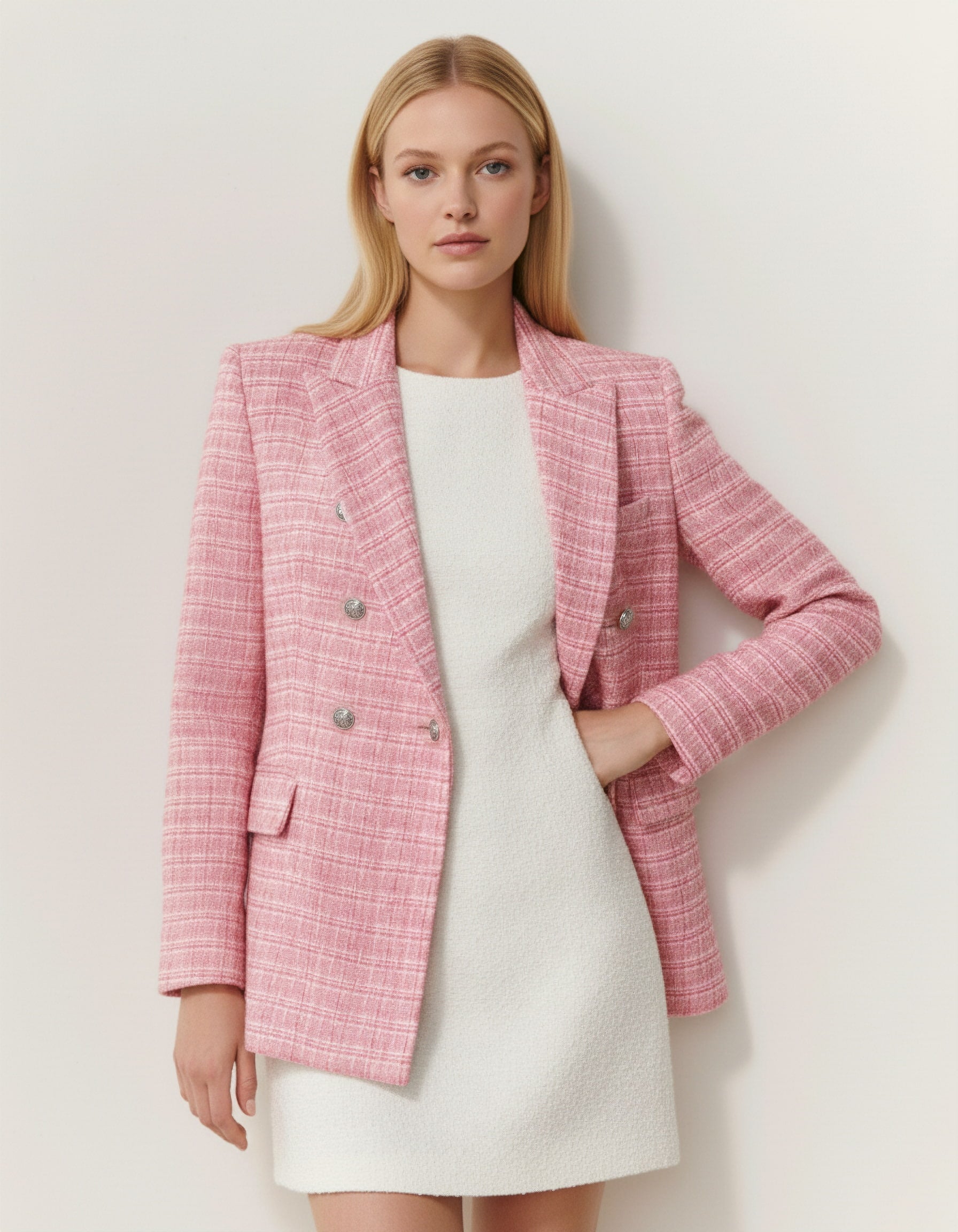 The Bella Pink Tweed Blazer