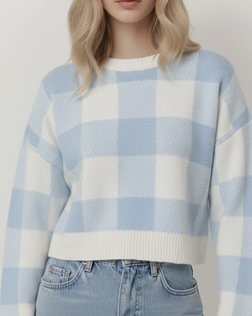 The Bianca Checkered Crop Sweater