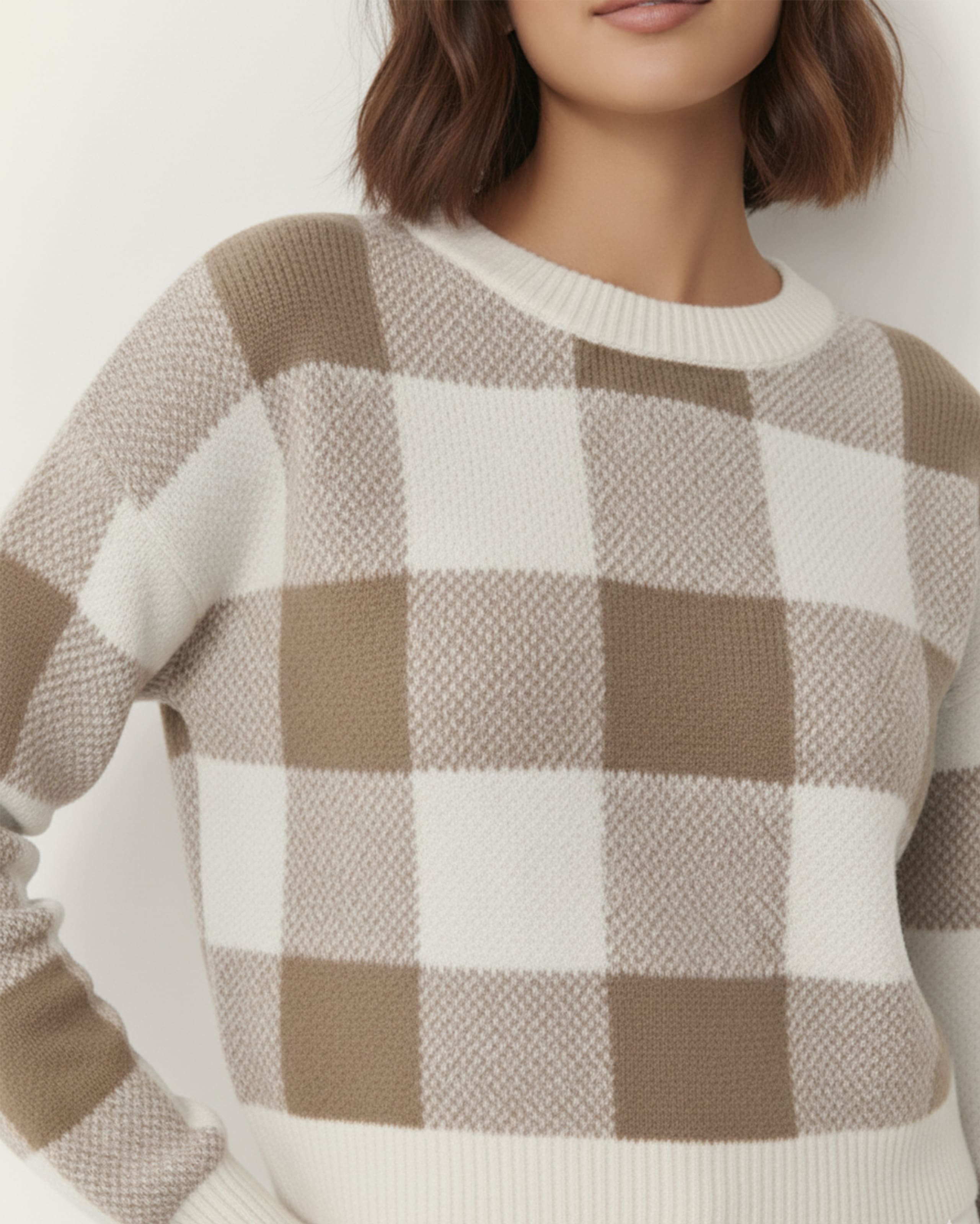 The Bianca Checkered Crop Sweater