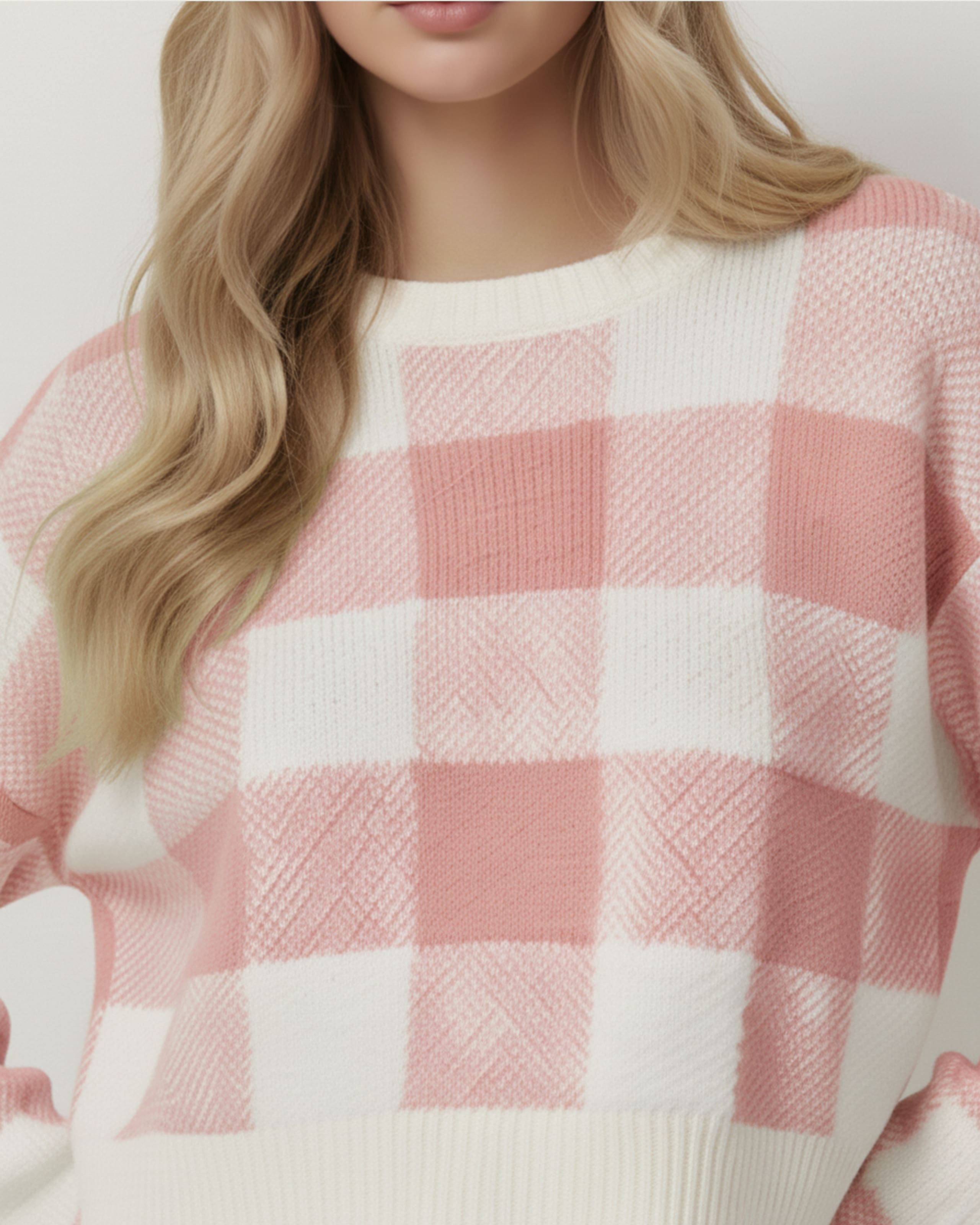 The Bianca Checkered Crop Sweater