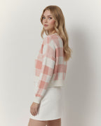 The Bianca Checkered Crop Sweater
