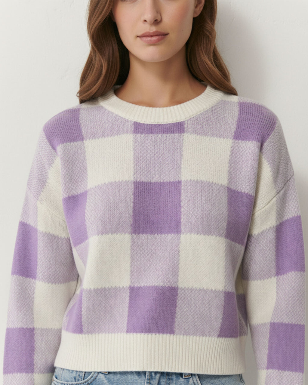 The Bianca Checkered Crop Sweater