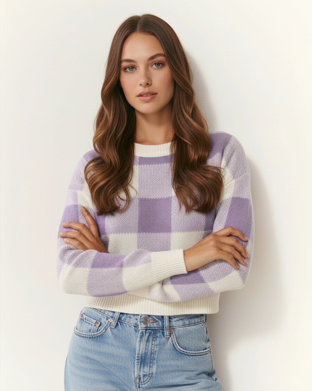 The Bianca Checkered Crop Sweater