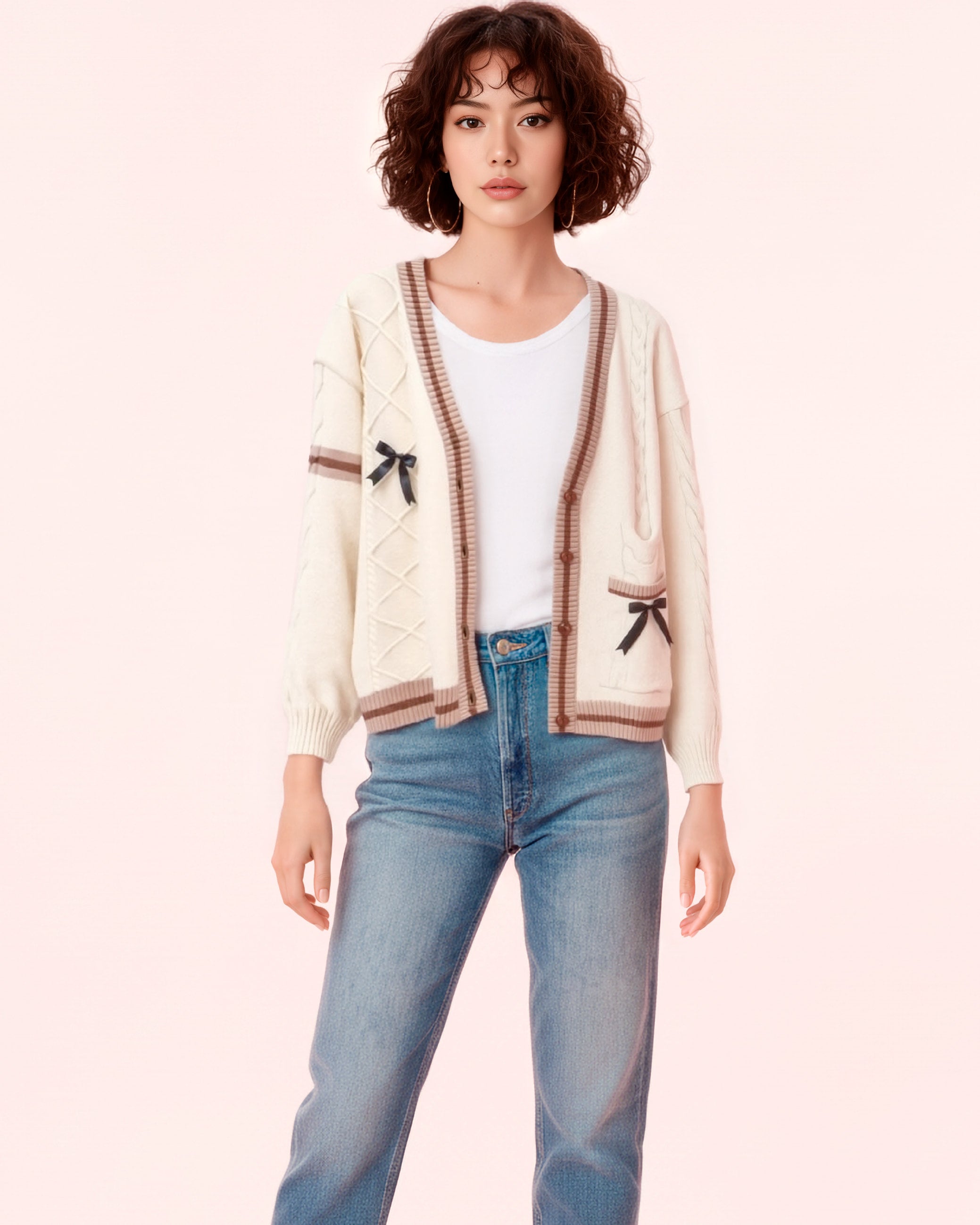 The Rachel Oversized Preppy Cardigan