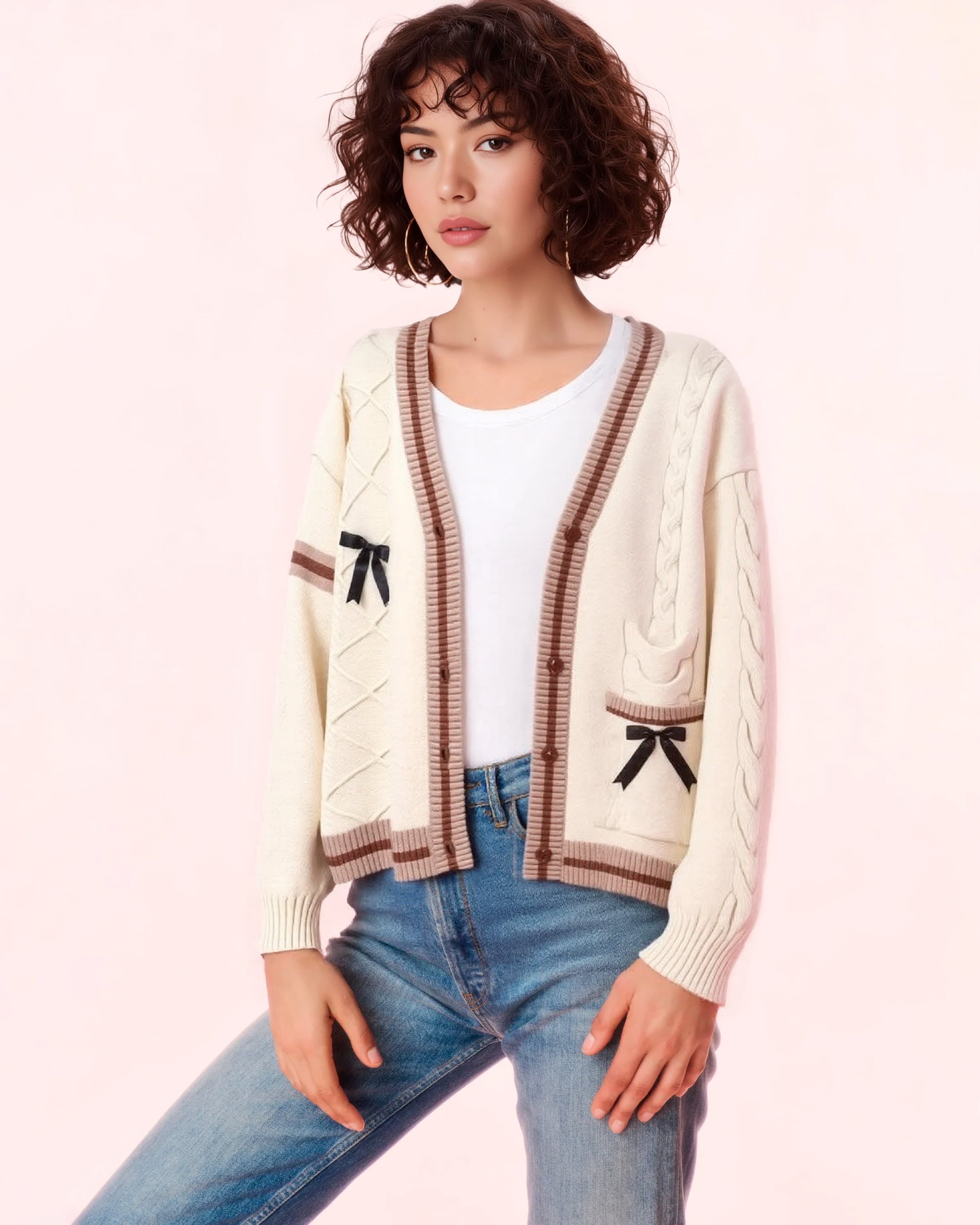 The Rachel Oversized Preppy Cardigan