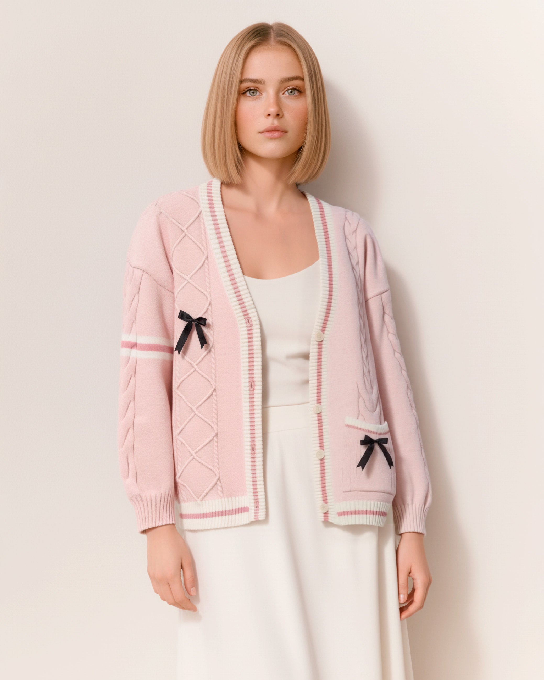 The Rachel Oversized Preppy Cardigan