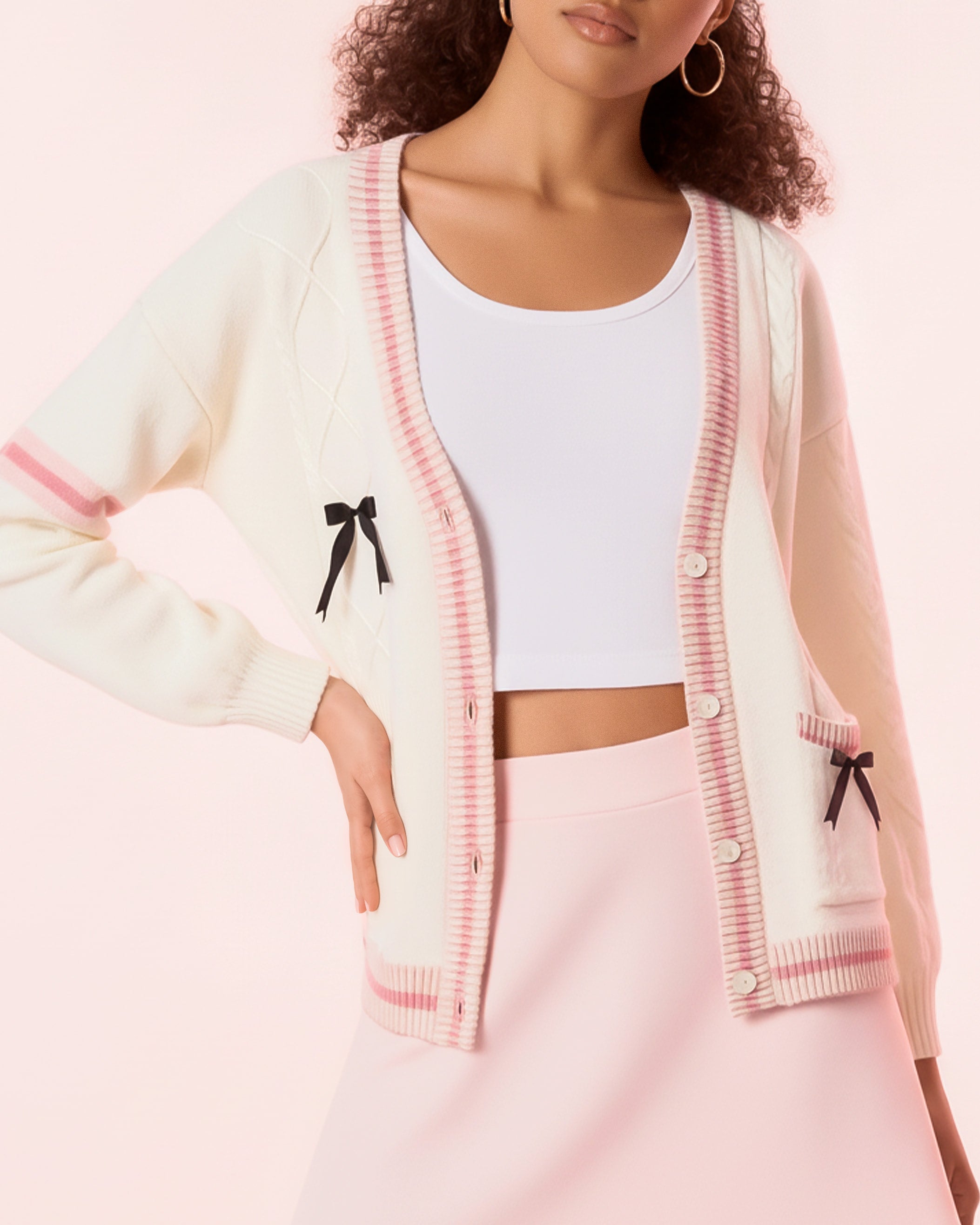 The Rachel Oversized Preppy Cardigan