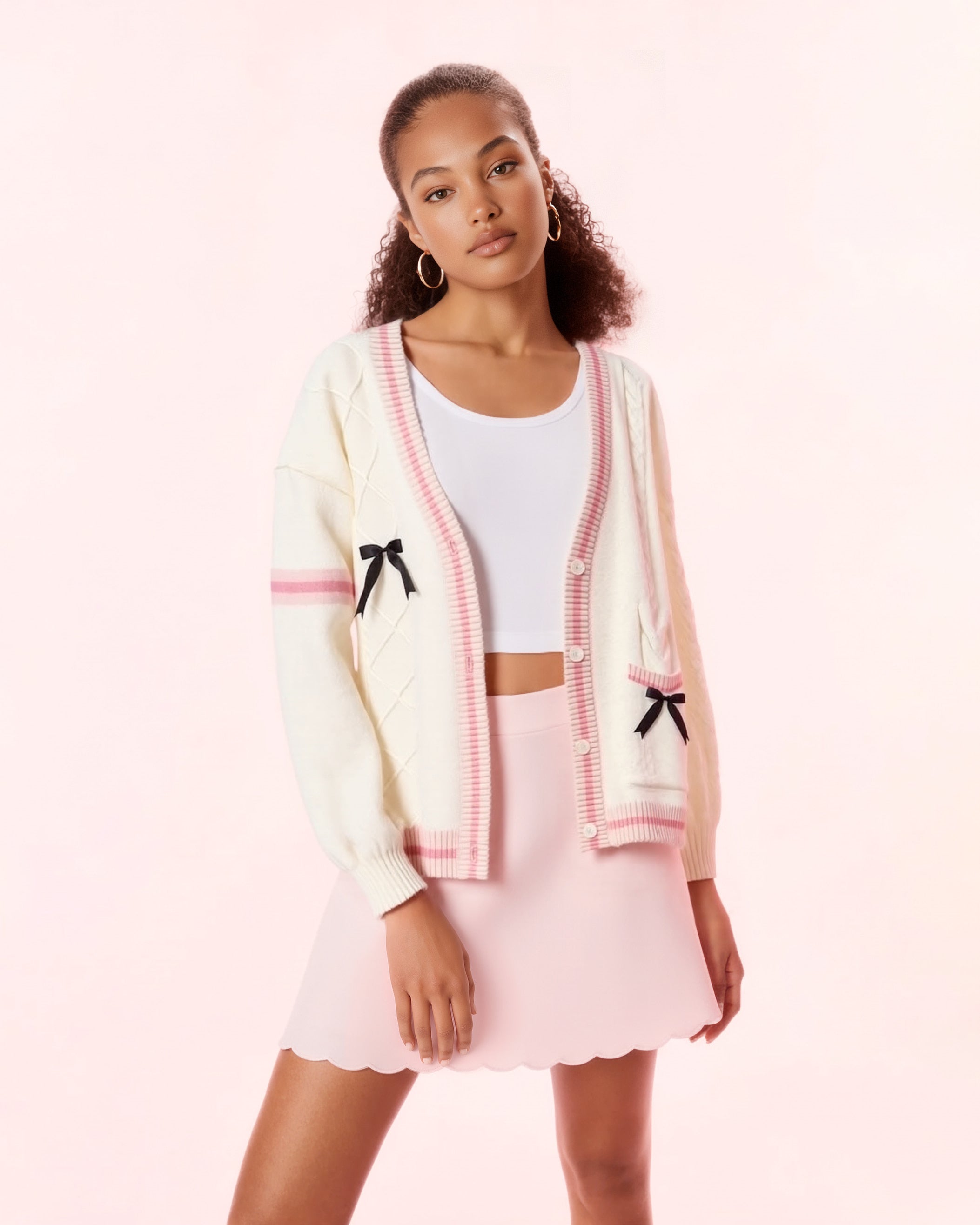 The Rachel Oversized Preppy Cardigan