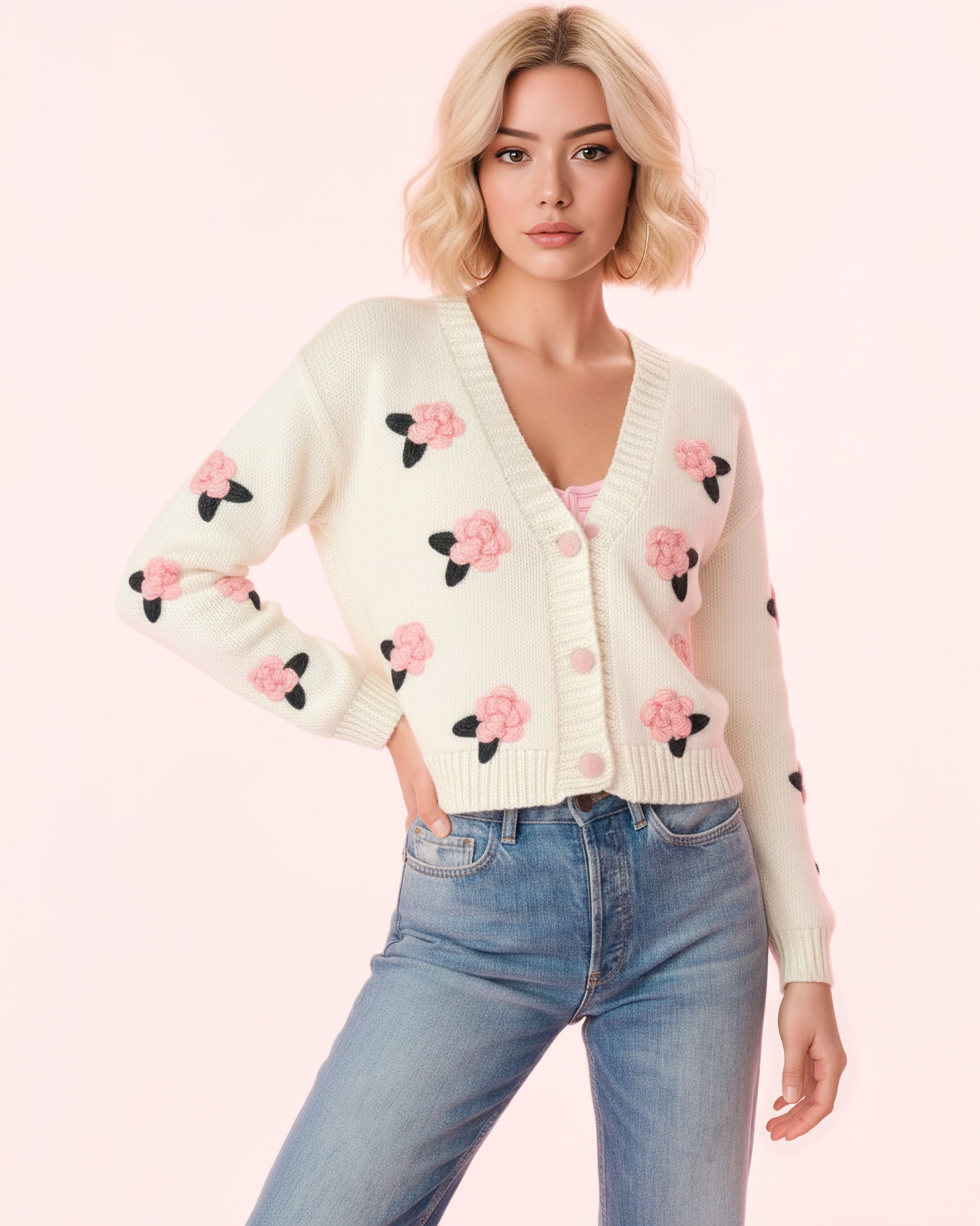 The Rosie Floral Appliqué Cardigan