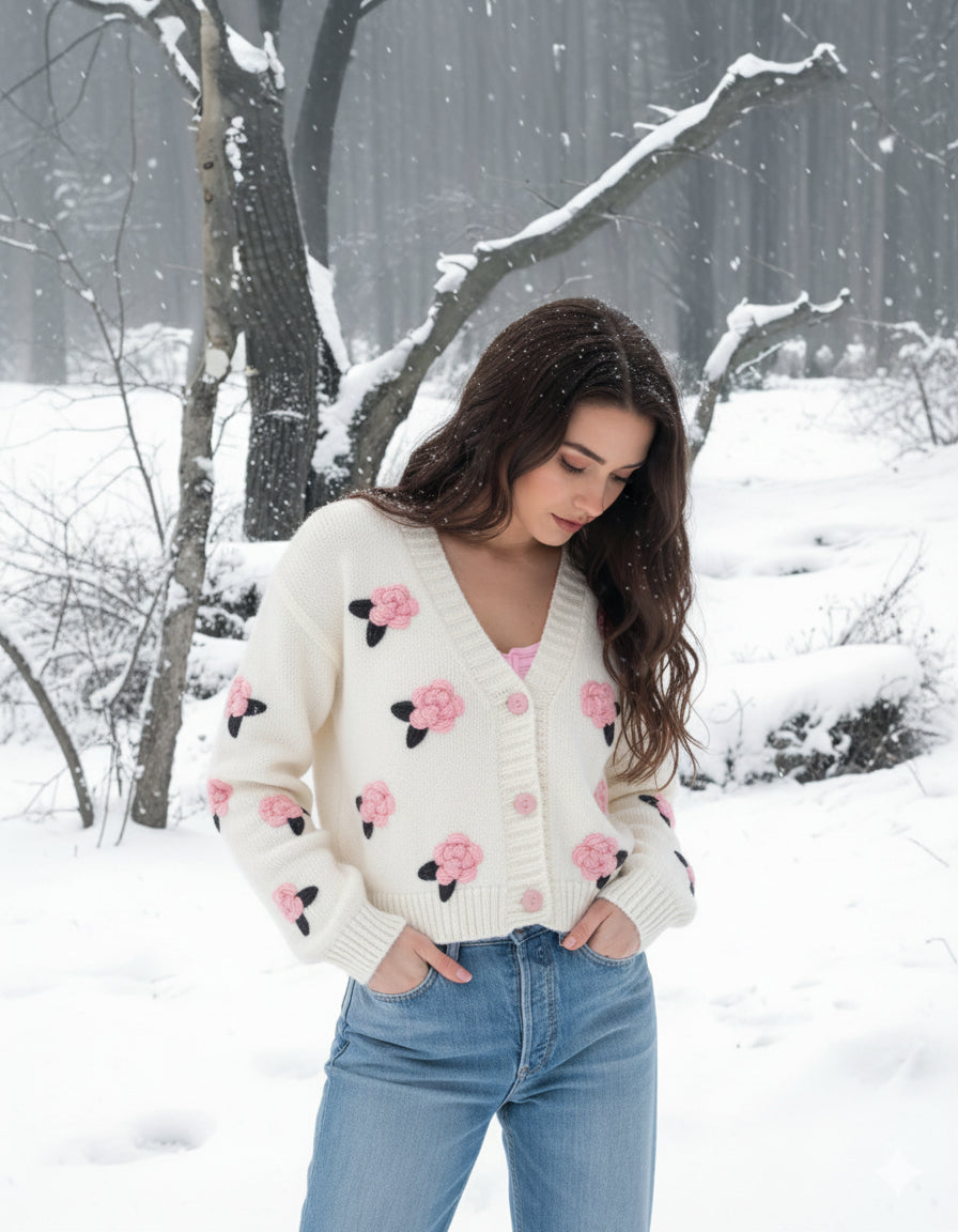 The Rosie Floral Appliqué Cardigan