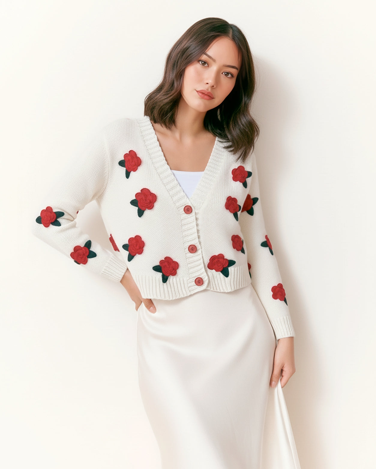 The Rosie Floral Appliqué Cardigan