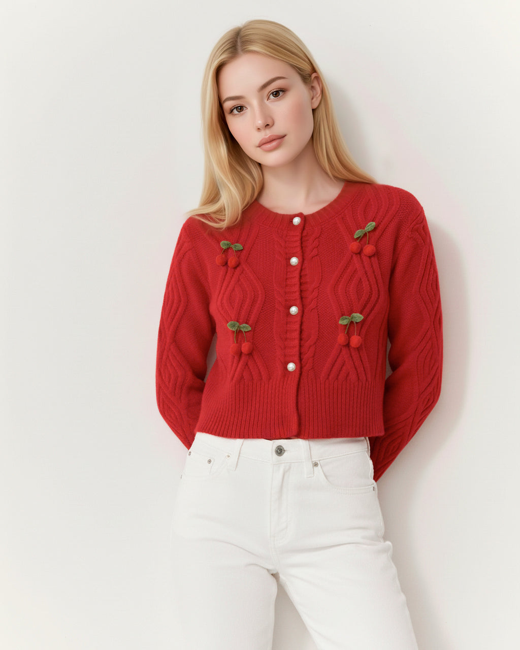 The Sylvie Cherry Crop Sweater