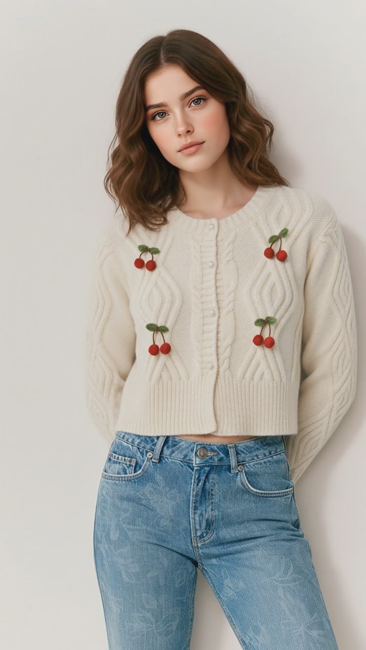 The Sylvie Cherry Crop Sweater